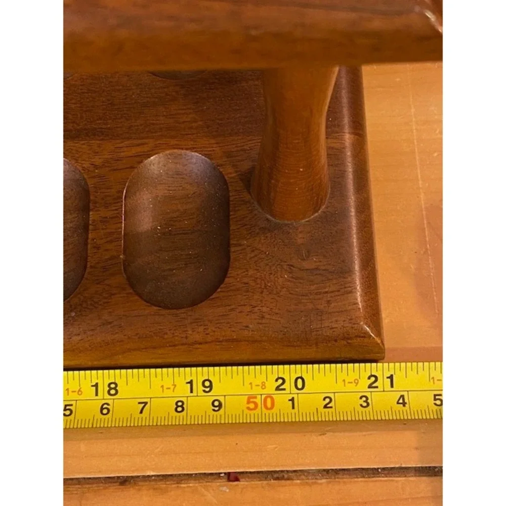 Decatur Industries Genuine Walnut 24 Pipe Rack Stand Vintage DECO Wood Display